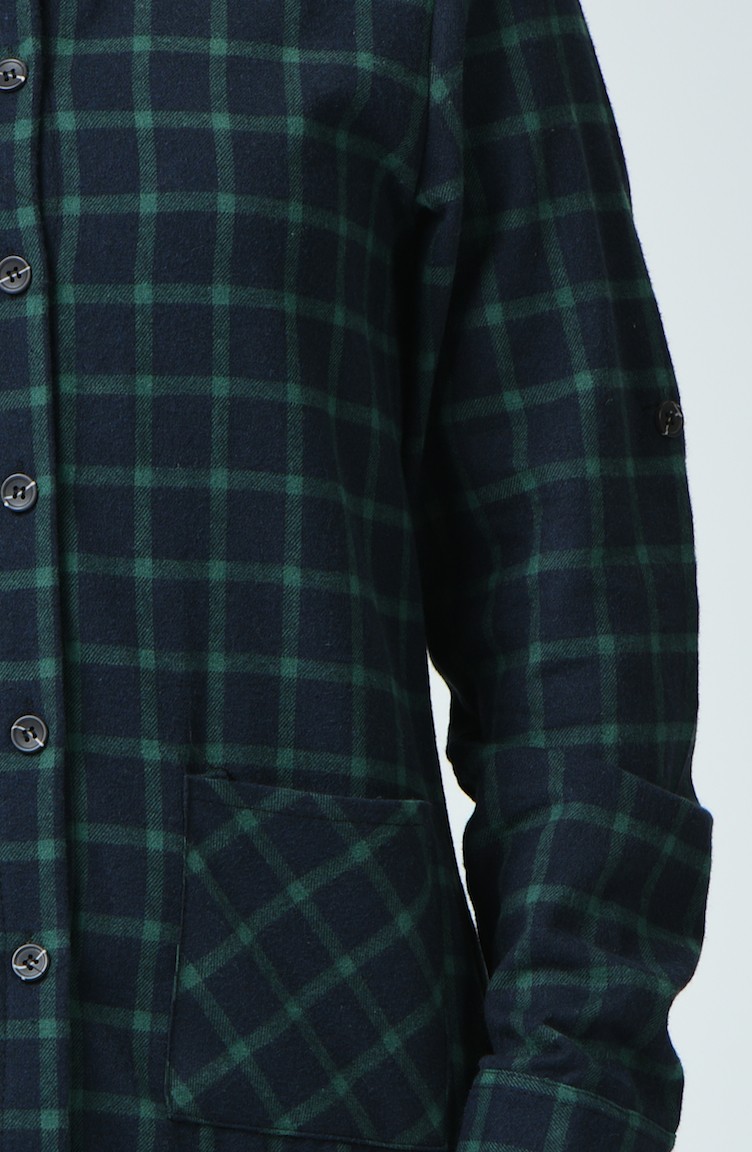 Büyük Beden Kareli Oduncu Gömlek 1025A-03 Yeşil Lacivert | Sefamerve