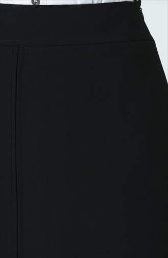 Jupe Classique Détail Fente Grande Taille 0565-01 Noir 0565-01