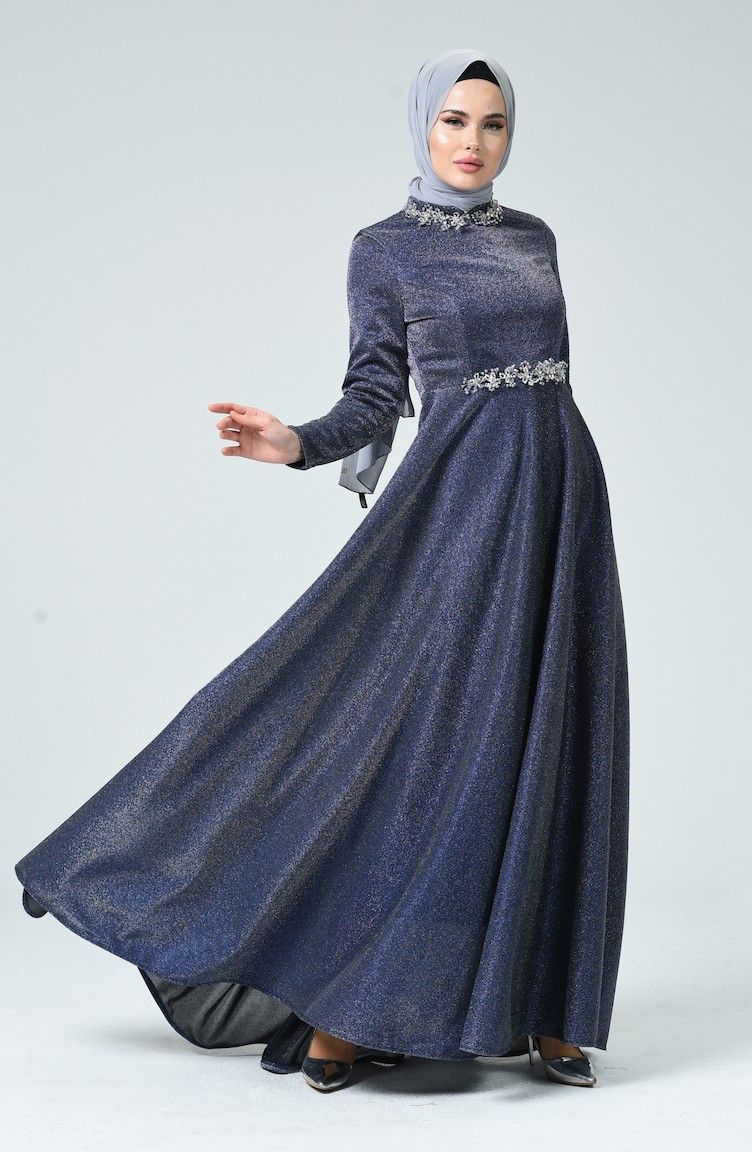 Robe de Soirée à Paillettes 1005-03 Bleu Roi 1005-03 | Sefamerve