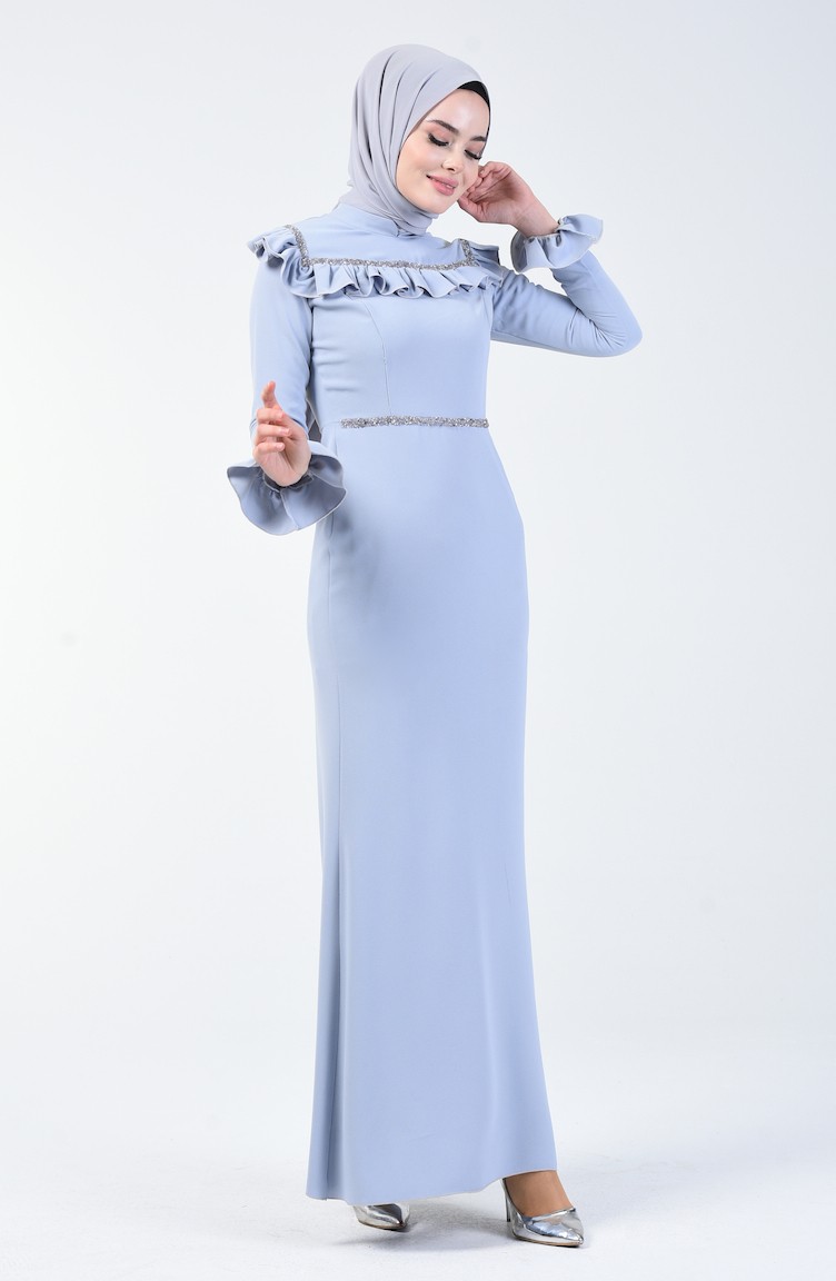 فستان سهرة بلون أزرق سماوي 5256-08 | Sefamerve