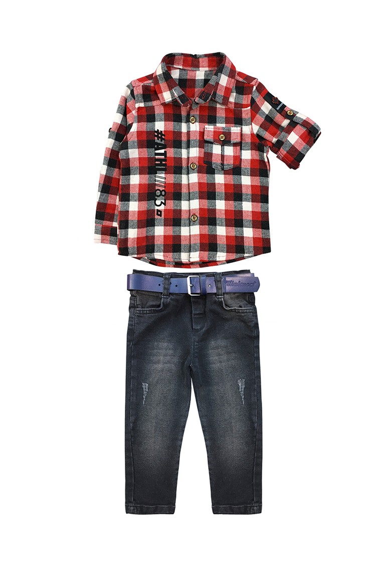 Erkek Çocuk Gömlek Pantolon Takım F0183 Bordo 0183 | Sefamerve