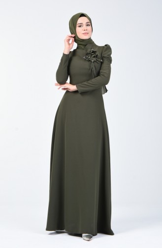 Khaki Hijab-Abendkleider 7002-03