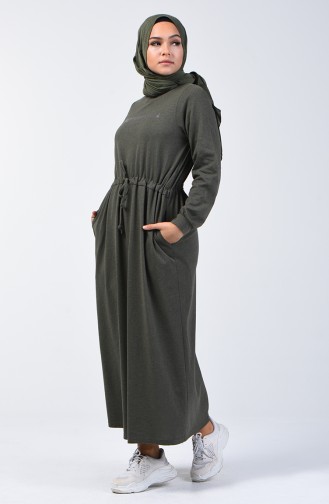 Khaki Hijab Dress 4114-05