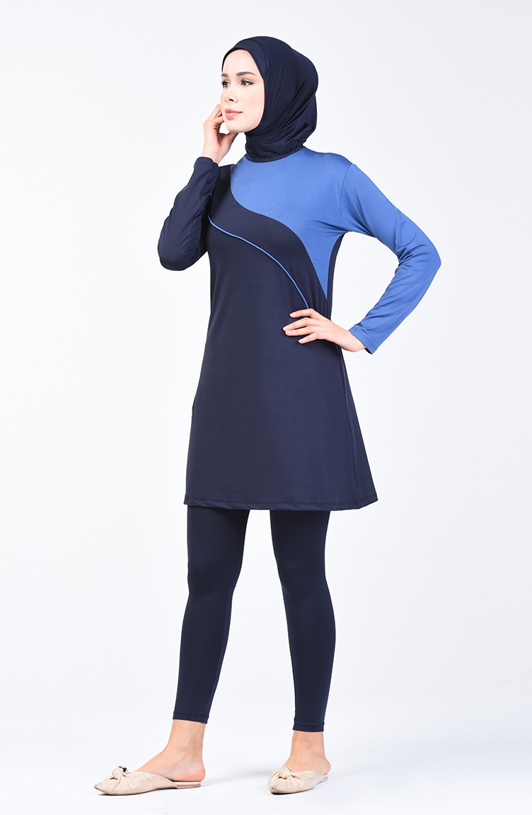 Women's Islamic Swimsuit with Tights 28101 Parliament Blue 28101 | Sefamerve