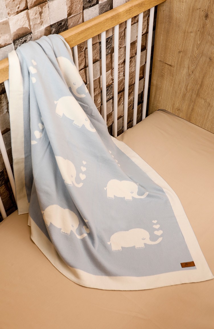 Fil Baby Decke 90x90 Fil00001-02 Blau Naturfarbe 00001-02 | Sefamerve