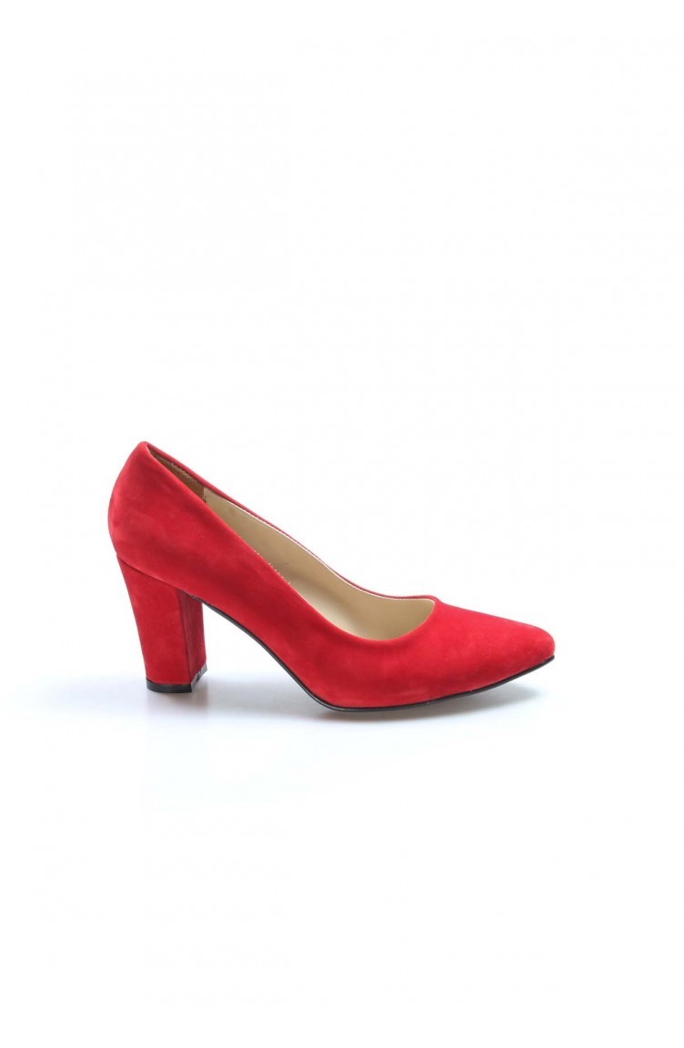 حذاء فاست ستيب بكعب قصير أحمر مخمل 917ZA850-16777556 | Sefamerve