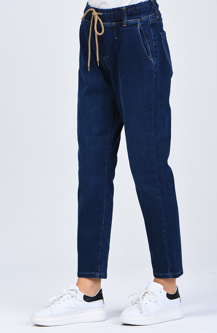 Elastic Skinny leg Jeans Pants 0718-01 Navy Blue 0718-01 | Sefamerve