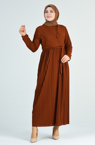 Ziegelrot Hijab Kleider 8055-01