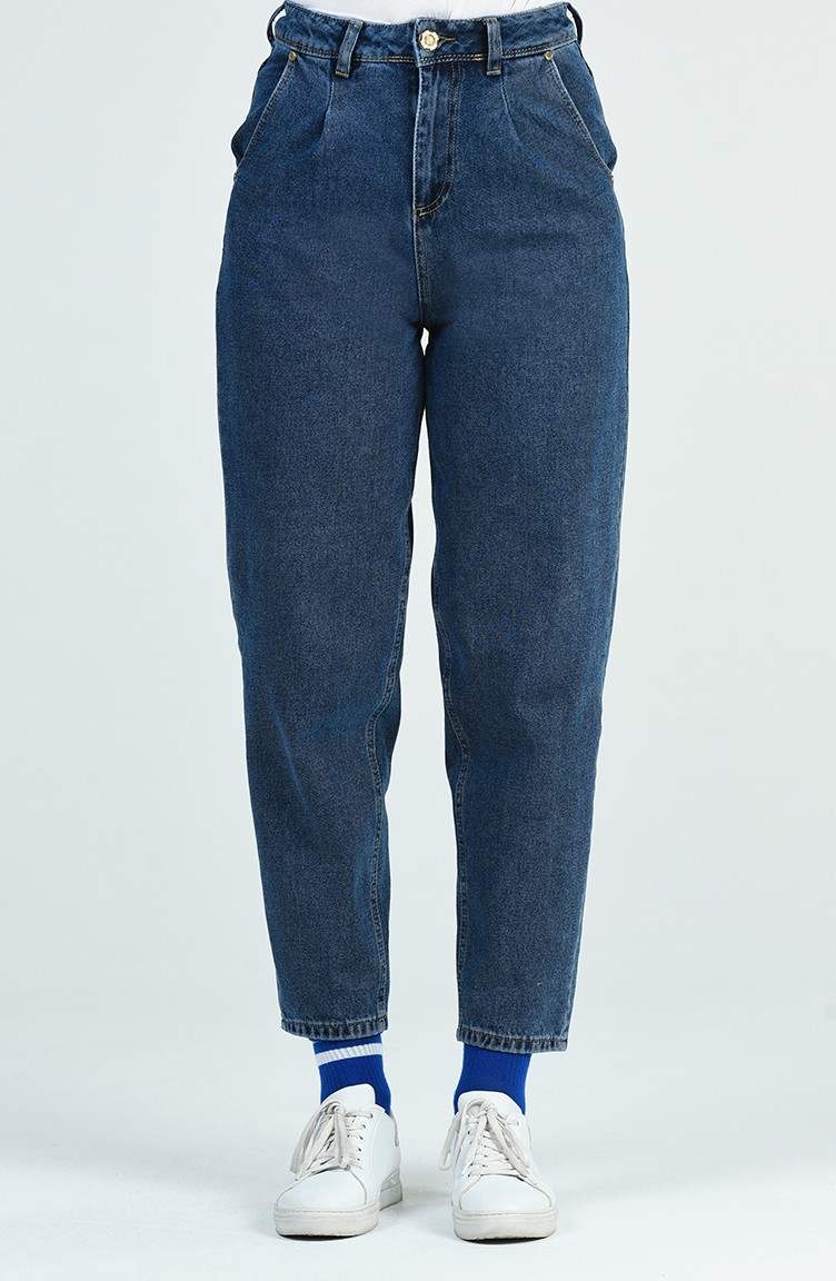Pantalon Mom Jeans 9109-02 Bleu Marine 9109-02 | Sefamerve