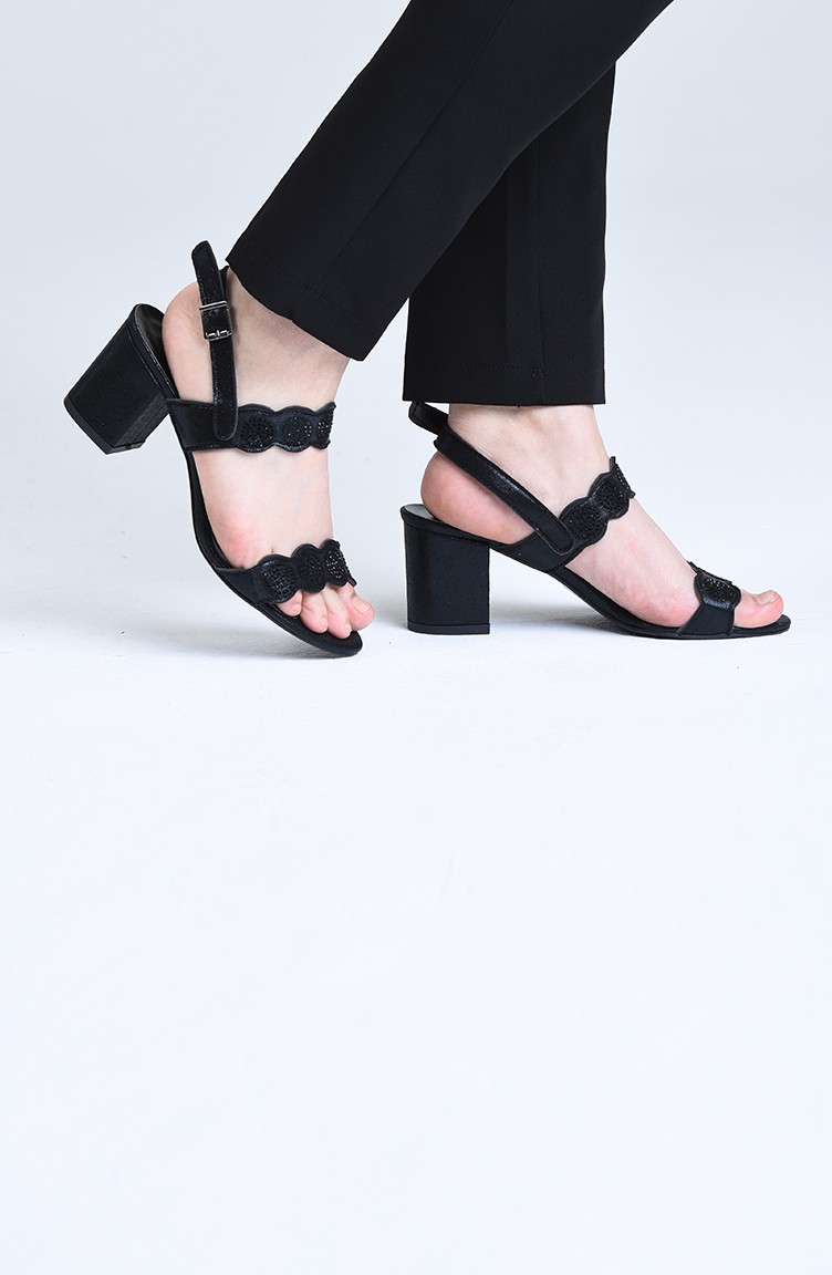 حذاء بكعب عالي للسيدات لون أسود بلاستر 9054-02 | Sefamerve