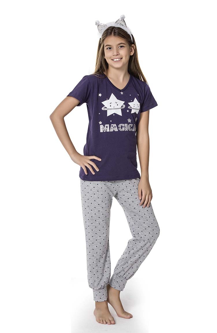 Kız Çocuk Pijama Takımı 2670 Lacivert | Sefamerve