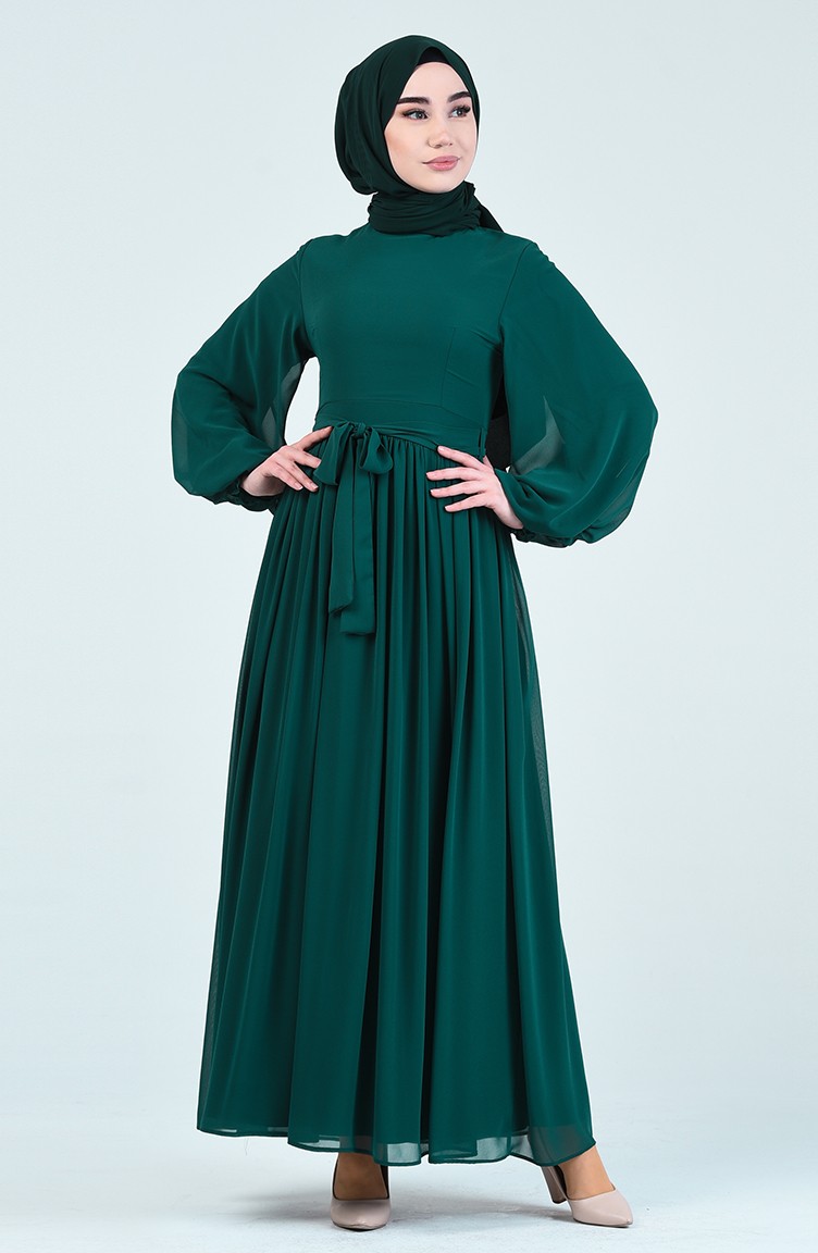 فستان أخضر زمردي 0366-02 | Sefamerve