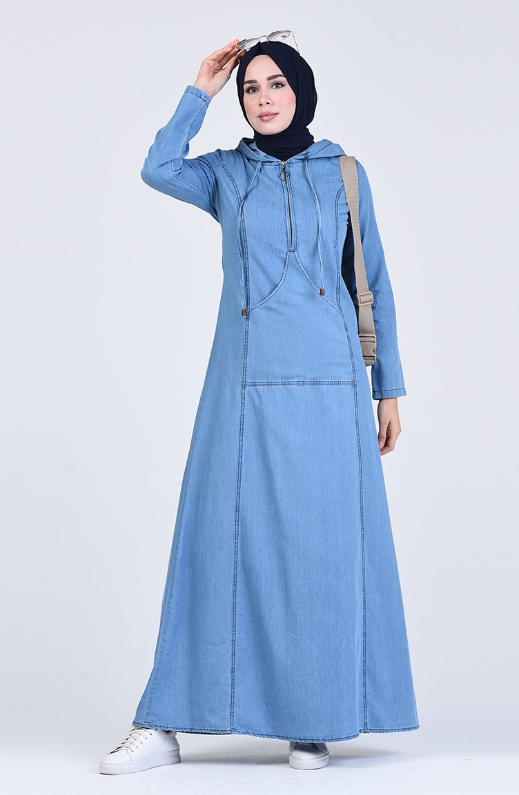 فستان أزرق جينز 4129-01 | Sefamerve