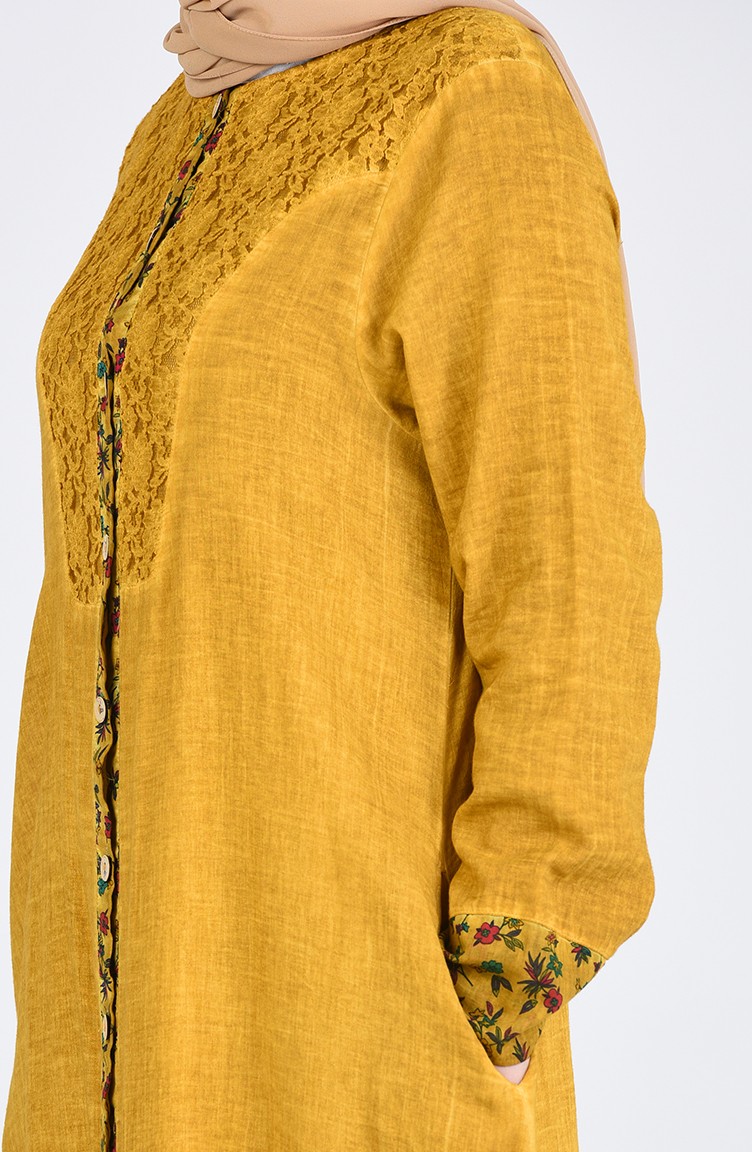 فستان أصفر خردل 4141-04 | Sefamerve