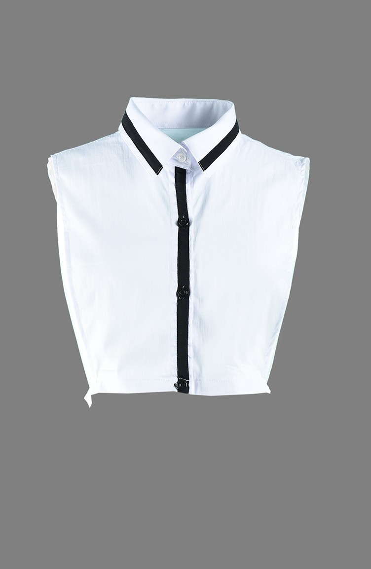 Gömlek Yaka 4538-01 Beyaz Siyah | Sefamerve