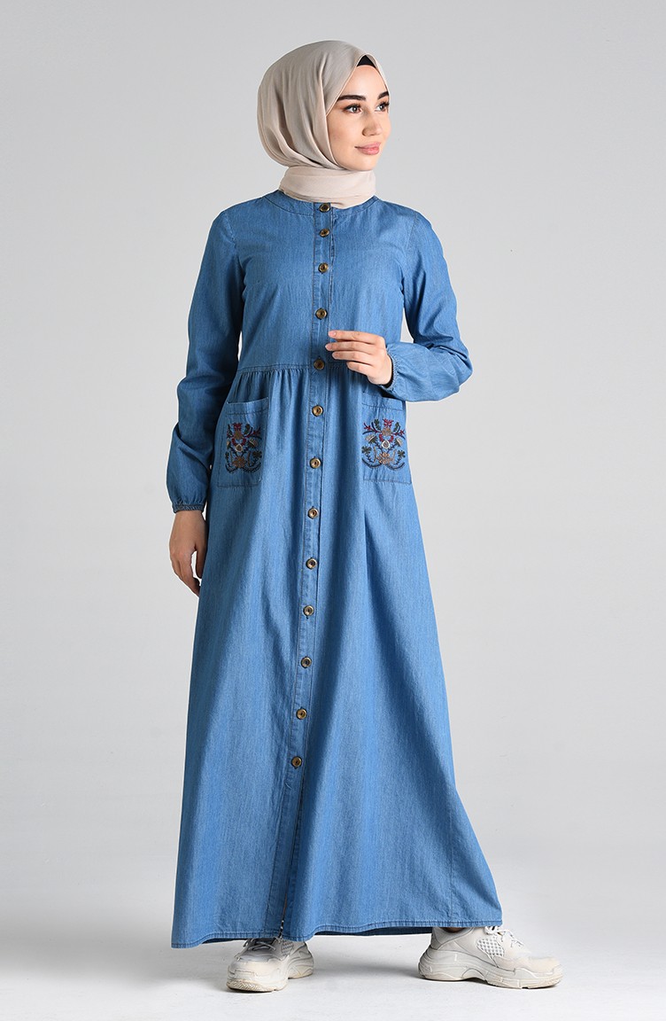 فستان أزرق جينز 9286-02 | Sefamerve