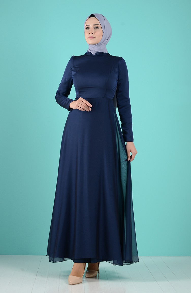 فستان أزرق داكن 5240-07 | Sefamerve