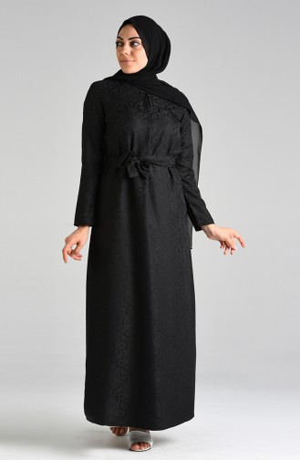 Schwarz Hijab Kleider 6473-05