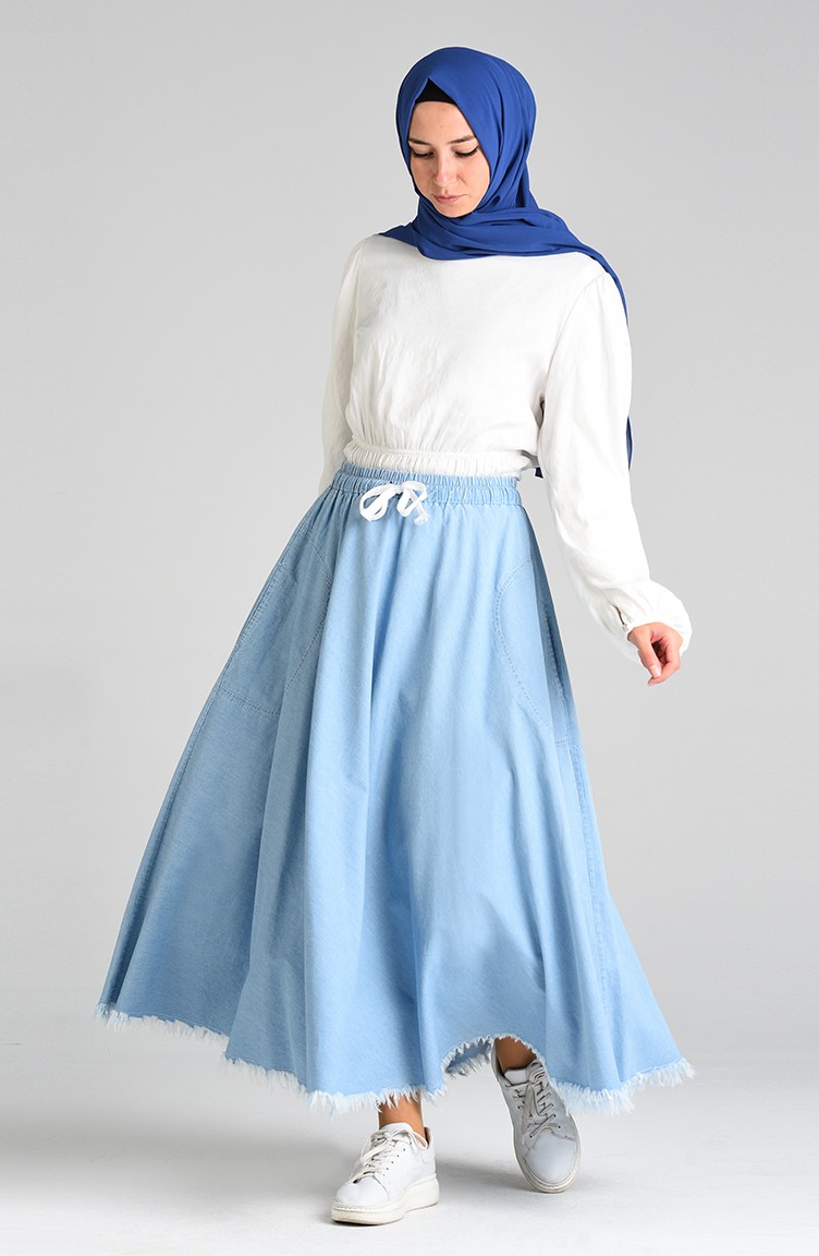 Denim Blue Skirt 4051-01 | Sefamerve