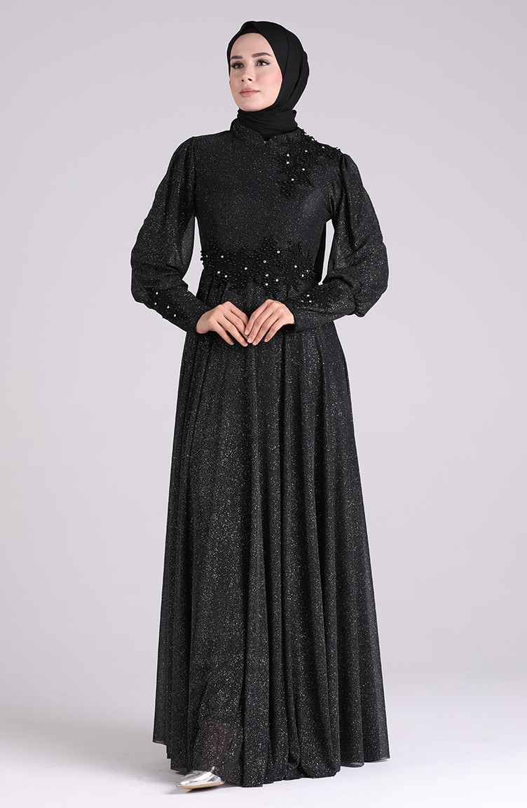 Schwarz Hijab-Abendkleider 1550-06 | Sefamerve