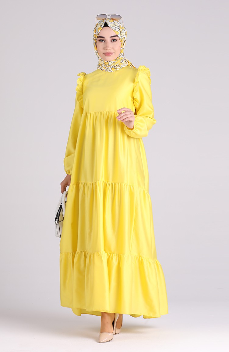 فستان أصفر 3100-05 | Sefamerve