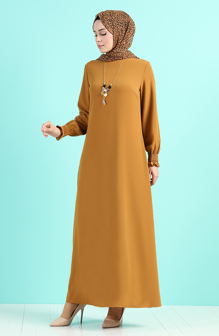 Mustard Hijab Dress 1003-04 | Sefamerve