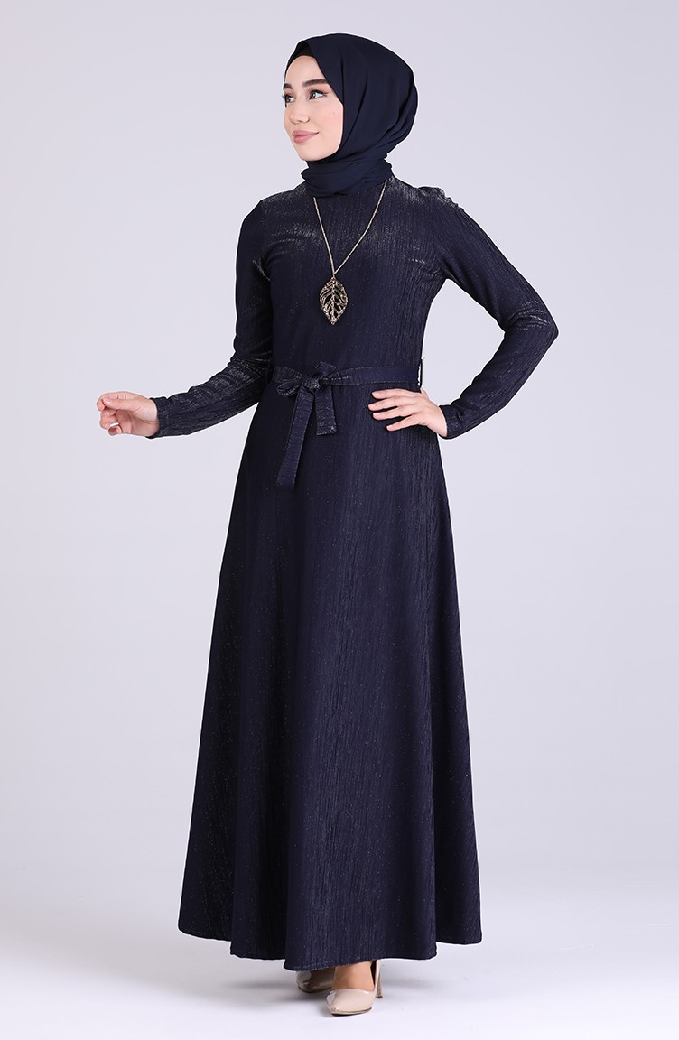 Navy Blue Hijab Dress 5172-01 | Sefamerve