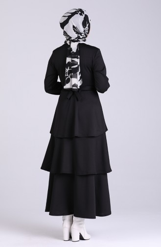 Brooch Fold Dress 1004-01 Black 1004-01