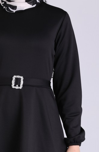 Brooch Fold Dress 1004-01 Black 1004-01