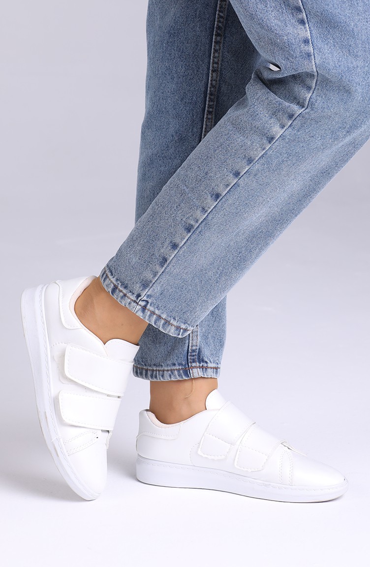 Bayan Bantlı Sneaker 1000-03 Beyaz | Sefamerve