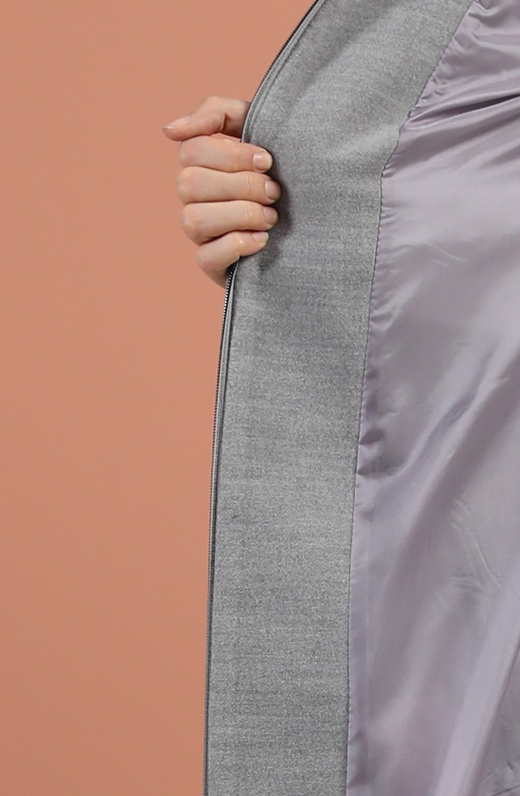 معطف طويل رمادي 1008-01 | Sefamerve