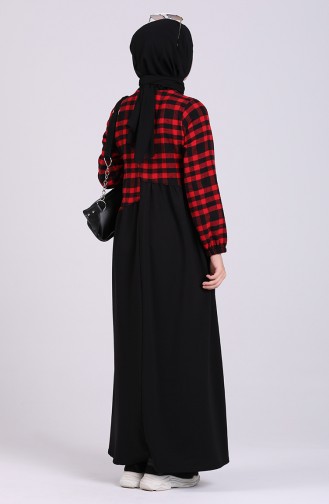 Garnili Kışlık Elbise 8121-04 Siyah Kırmızı