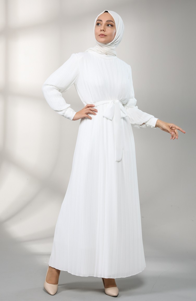 فستان أبيض 4831-01 | Sefamerve