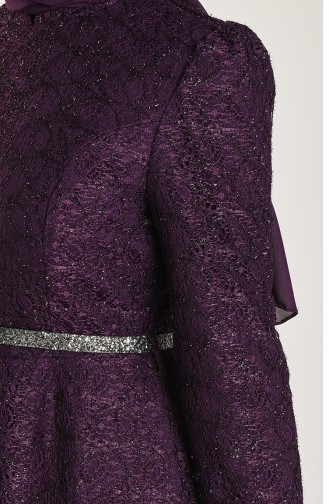 Purple Hijab Evening Dress 3513-02