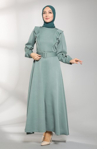 فستان أخضر فاتح 8001-06 | Sefamerve