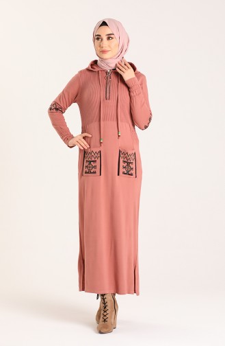 Beige-Rose Hijab Kleider 2179A-02