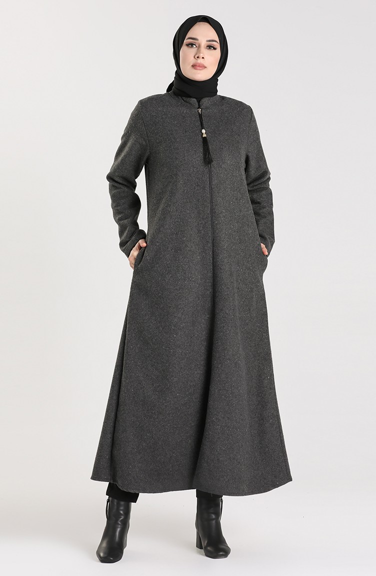 معطف طويل أسود فاتح 1066-03 | Sefamerve