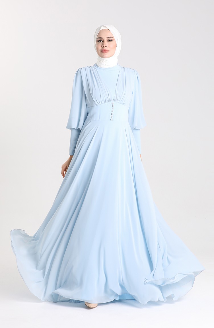 فستان أزرق فاتح 5381-05 | Sefamerve