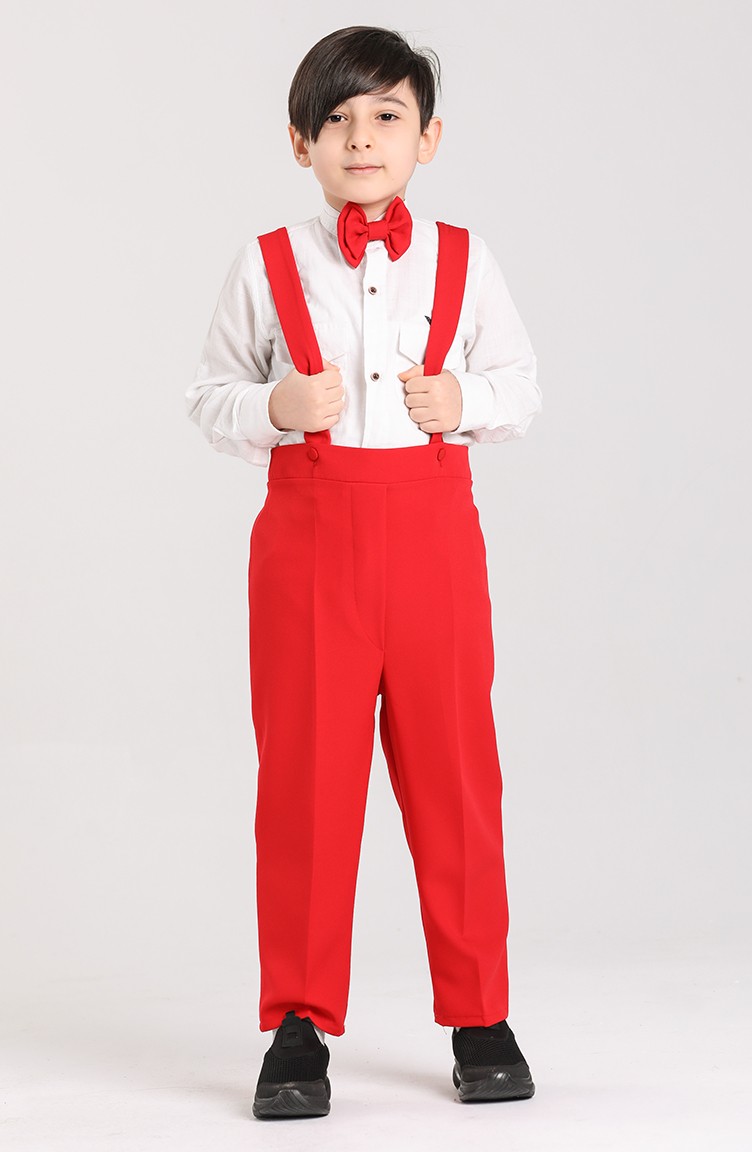 Erkek Çocuk Salopet Pantolon 2029-01 Kırmızı | Sefamerve