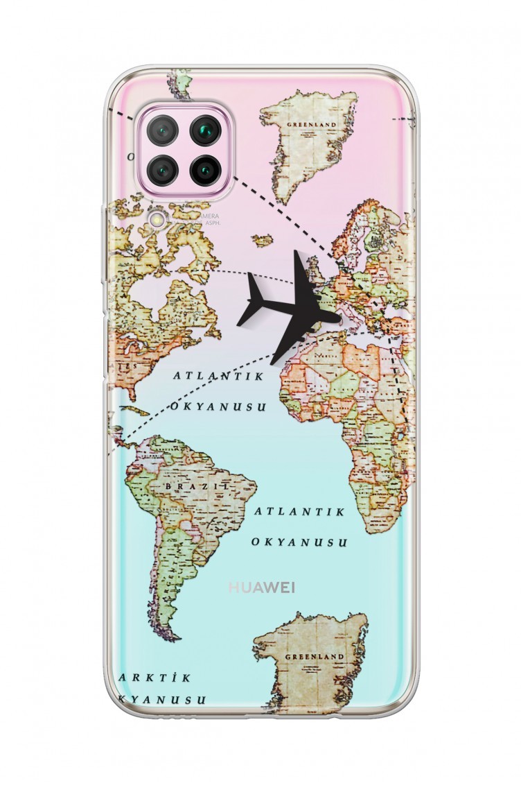 Transparan Dünya Haritası Tasarımlı Huawei P40 Lite Telefon Kılıfı Wd100 |  Sefamerve