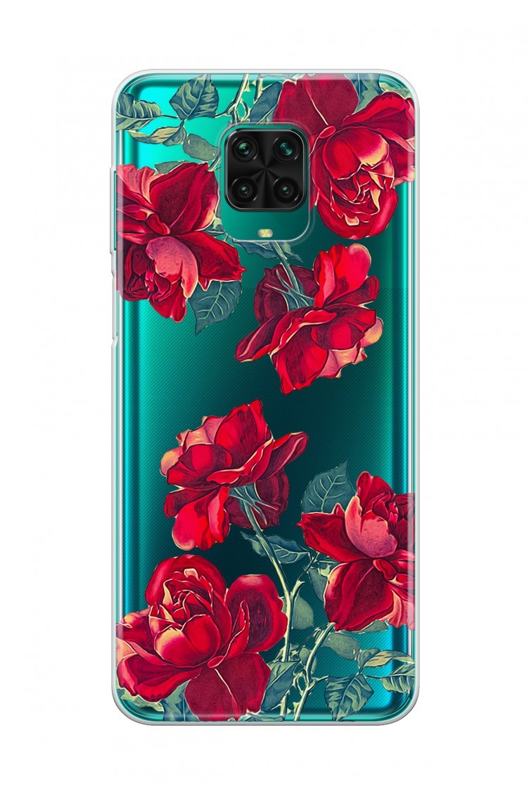 Kırmızı Çiçek Tasarımlı Xiaomi Redmi Note 9 Pro Telefon Kılıfı Fmk114 |  Sefamerve