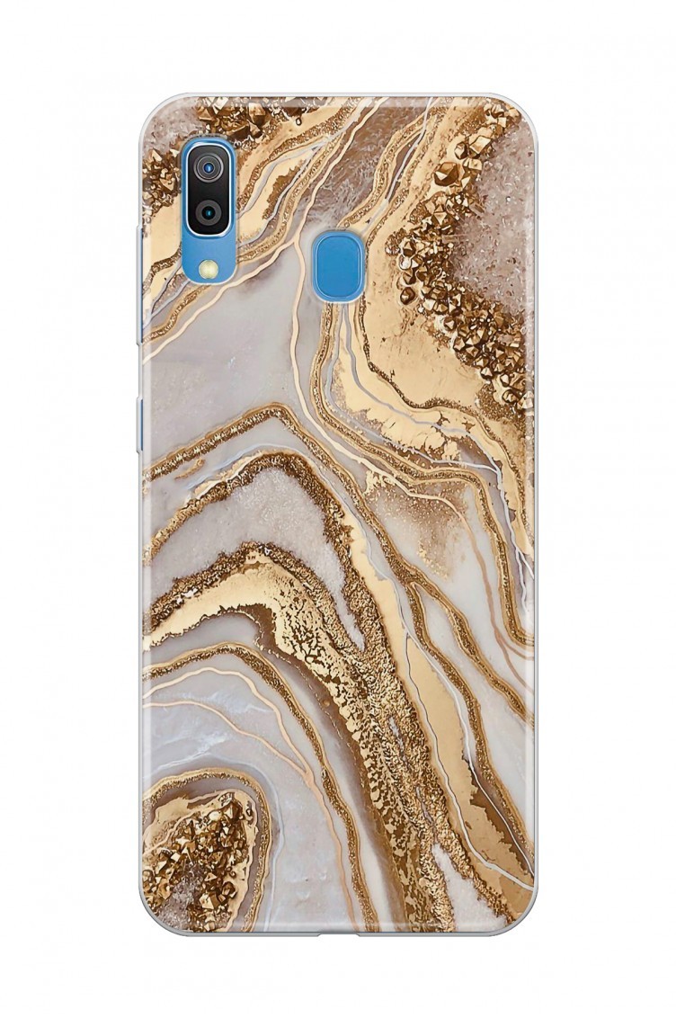 Altın Mermer Tasarımlı Samsung Galaxy A20 Telefon Kılıfı Fmm119 | Sefamerve