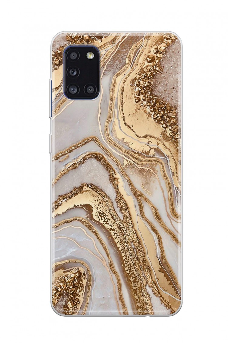 Altın Mermer Tasarımlı Samsung Galaxy A31 Telefon Kılıfı Fmm119 | Sefamerve
