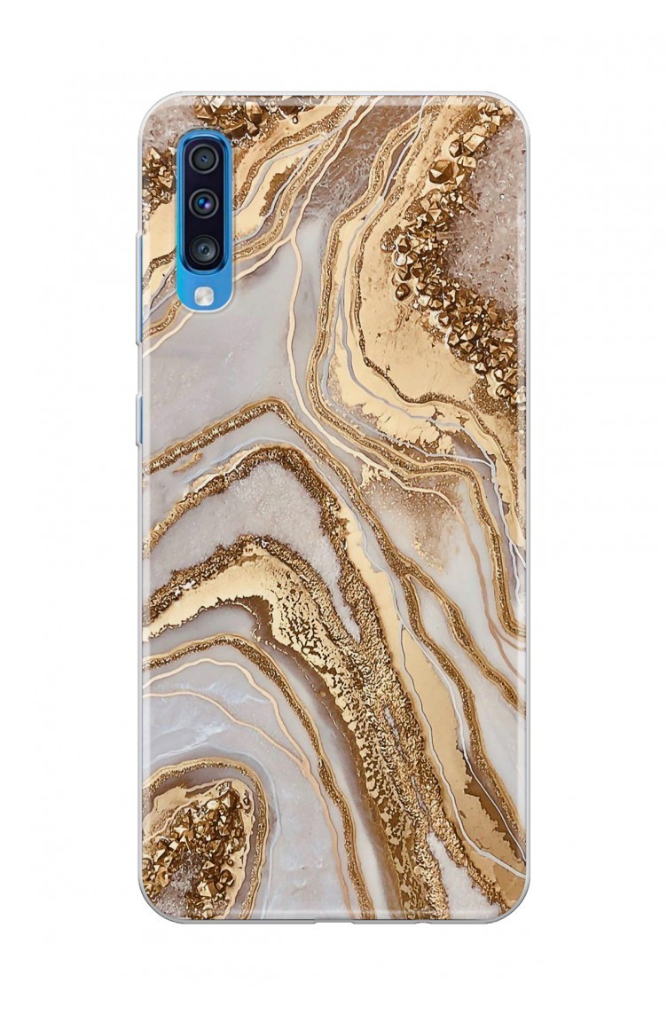 Altın Mermer Tasarımlı Samsung Galaxy A70 Telefon Kılıfı Fmm119 | Sefamerve
