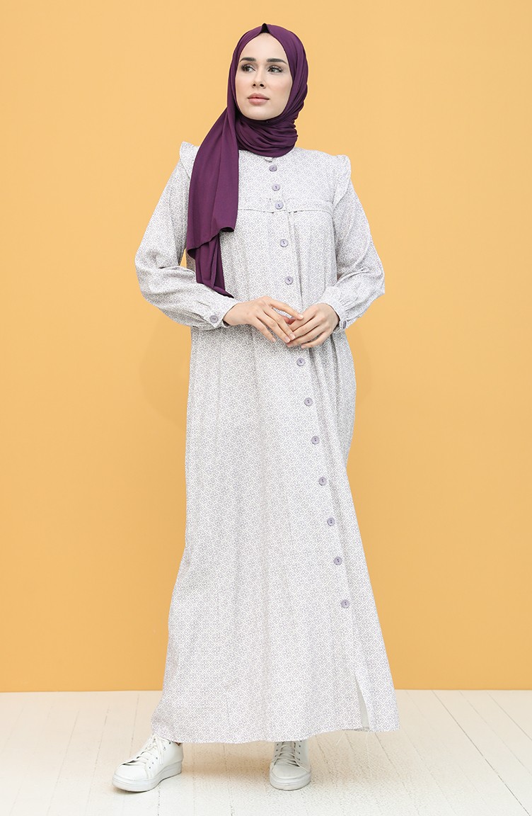 Dark Violet Hijab Dress 21Y8346A-01 | Sefamerve
