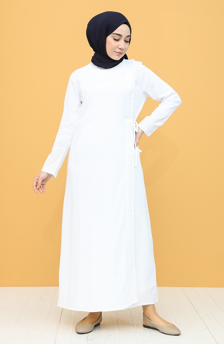Şile Bezi Elbise 0004-04 Beyaz | Sefamerve