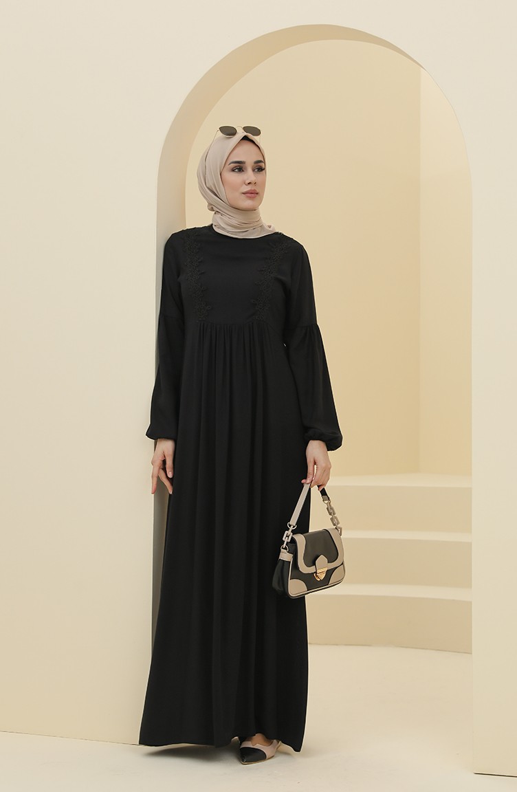 Black Hijab Dress 8323-02 | Sefamerve