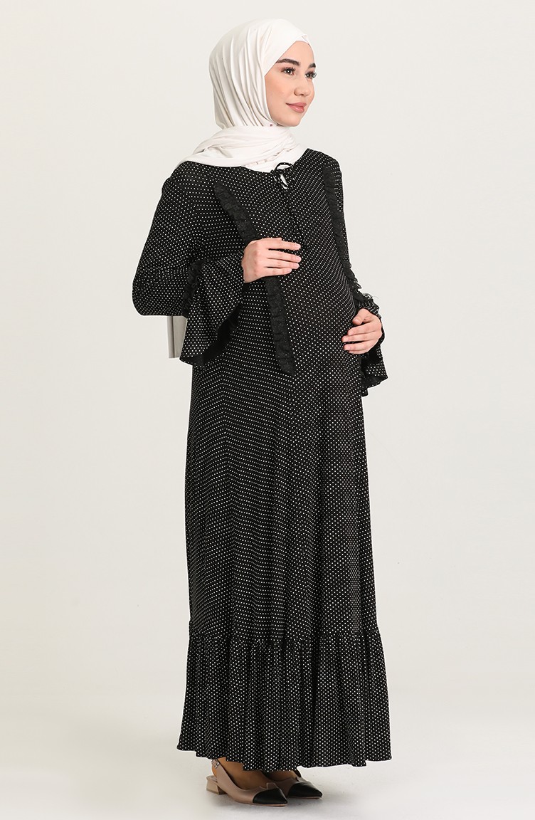 Fırfırlı Hamile Elbise 2019-01 Siyah | Sefamerve