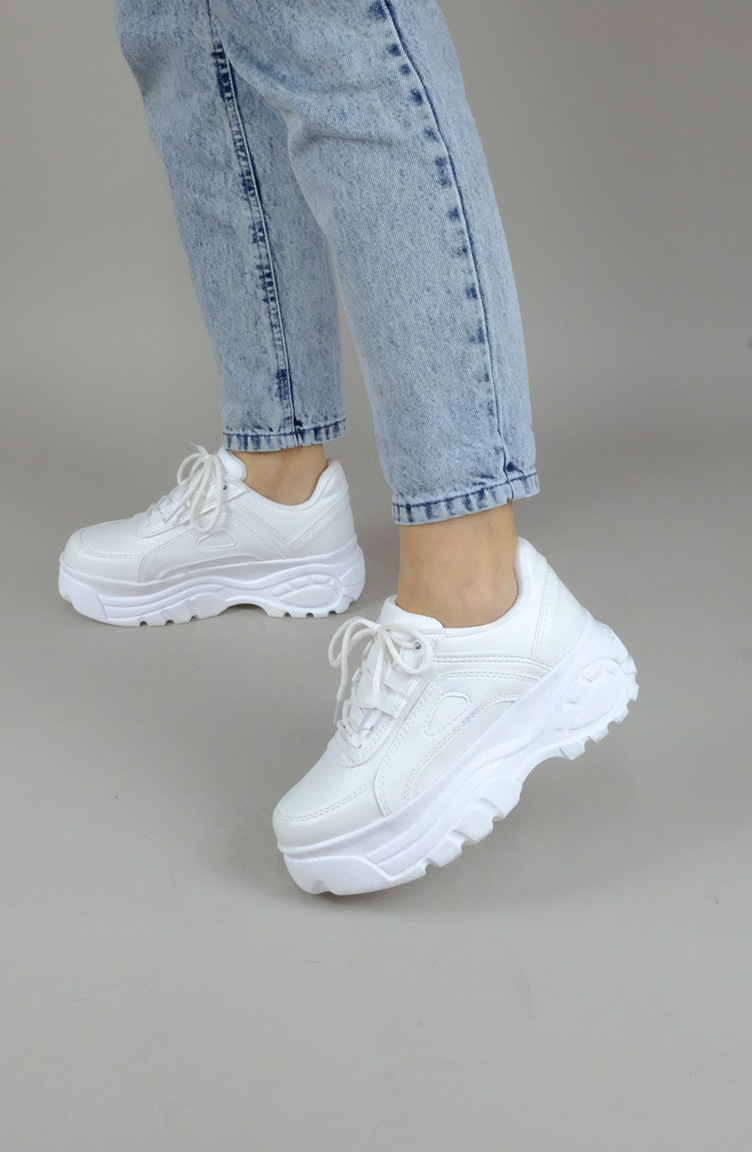 olıva Beyaz Kadın Spor Ayakkabı Sneakers zn2024ay07-01 Beyaz | Sefamerve
