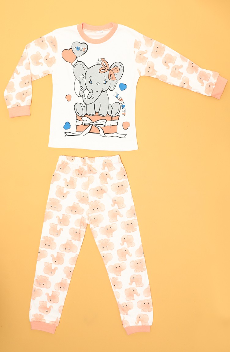 Süpermini Çocuk Filli Pijama Takımı C80938-01 Turuncu | Sefamerve